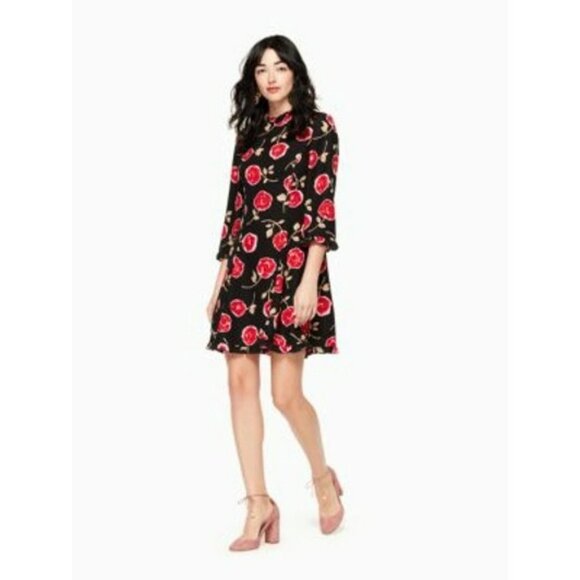 Kate Spade Black Pink Hazy Rose Ruffle Collar Mini Dress Modest Career Girly 4 - Picture 1 of 14
